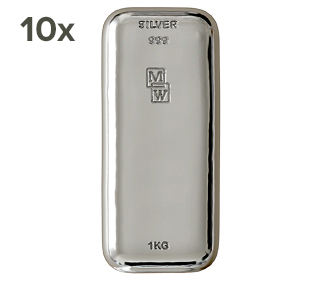10 x 1kg Silver Cast Bars
